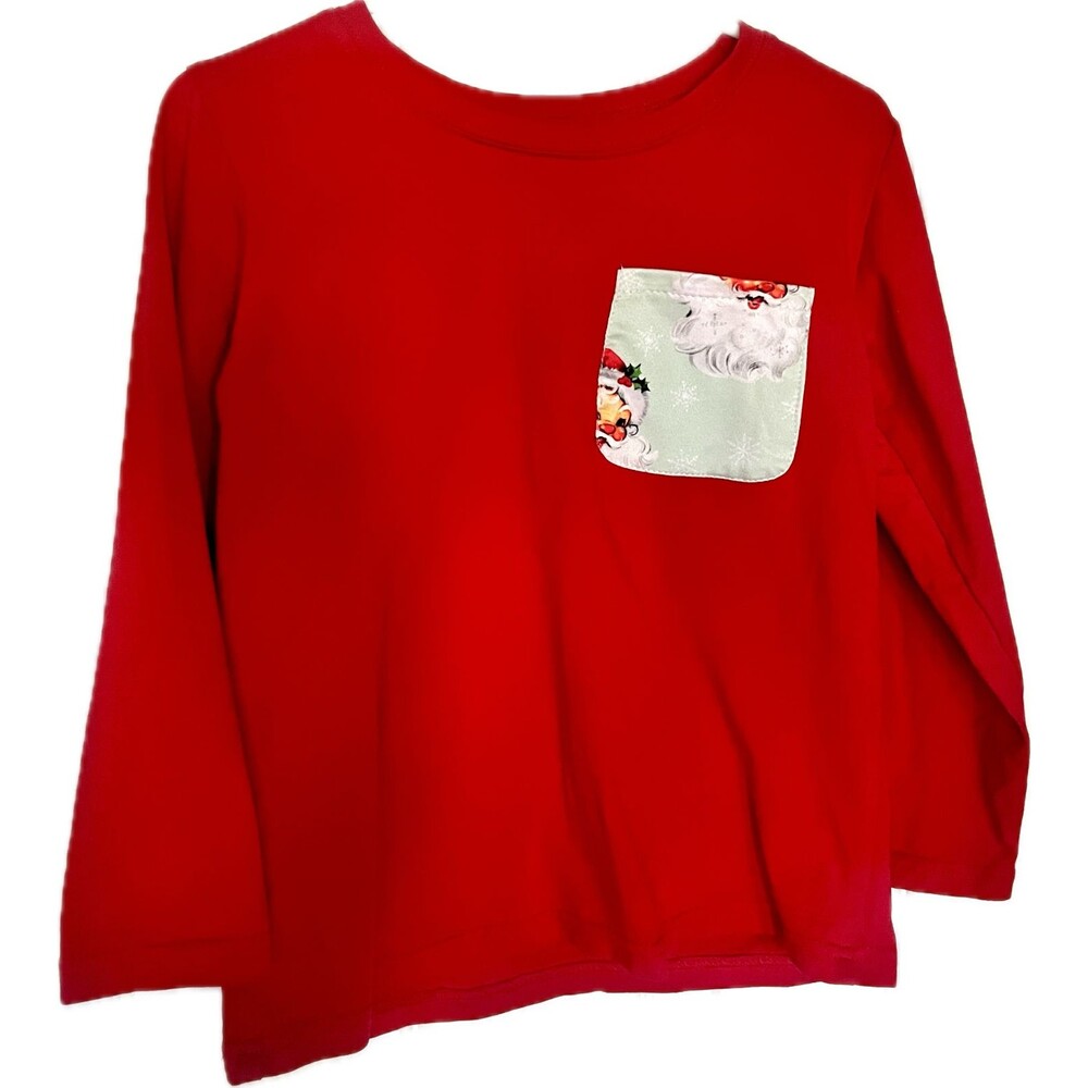 Sullivan Row Boutique 4T Santa Pocket Long Sleeve Red Christmas Holiday Shirt